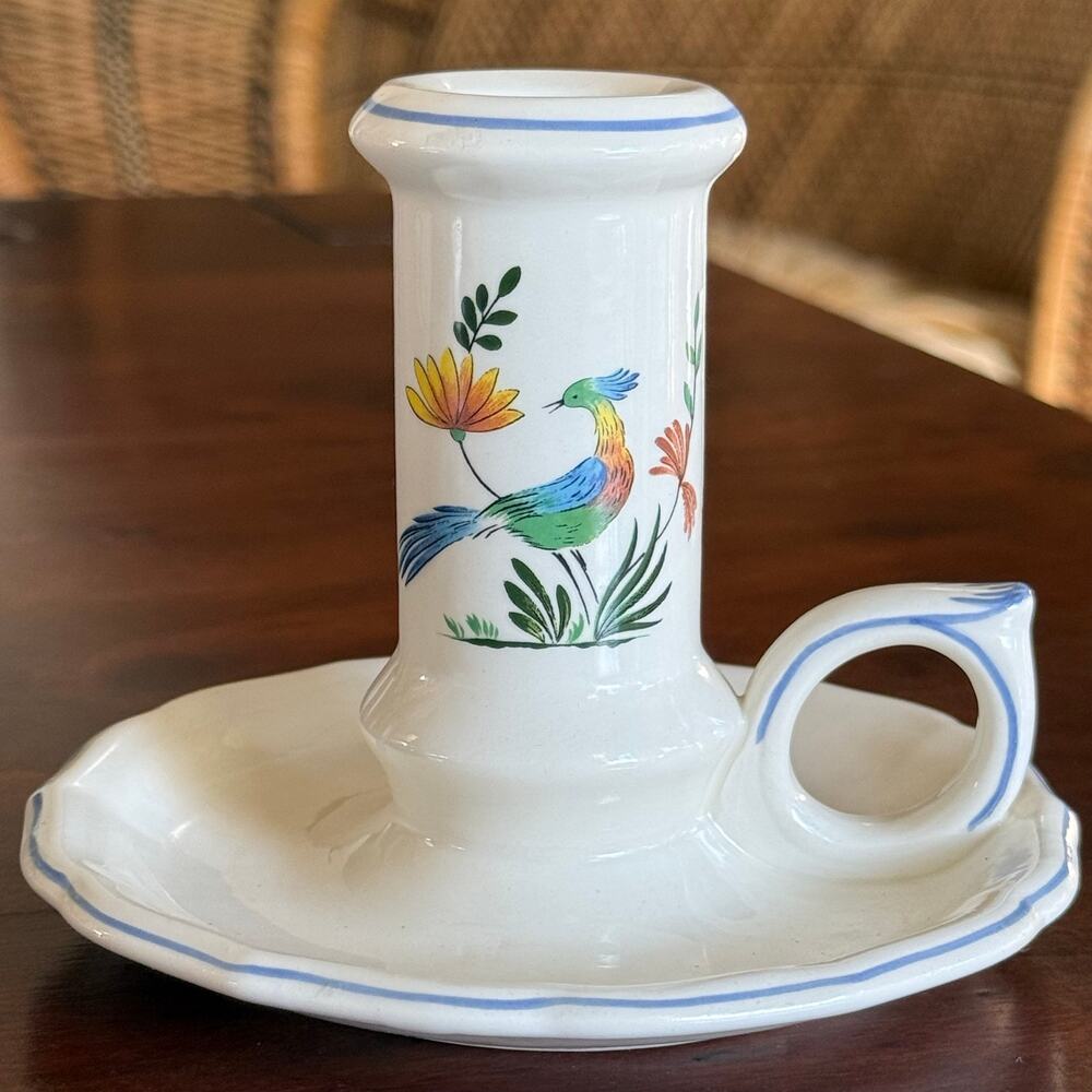 Gien Porcelain Oiseaux de paradis Bird of Paradise Candle Stick Holder Chandelie